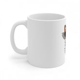 White ceramic coffee mug with Gorilla design, 330ml capacity for beverages